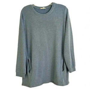 Hashttag Women's Mock Neck Side Slit Cutout Tunic Top Long Sleeve Size Large